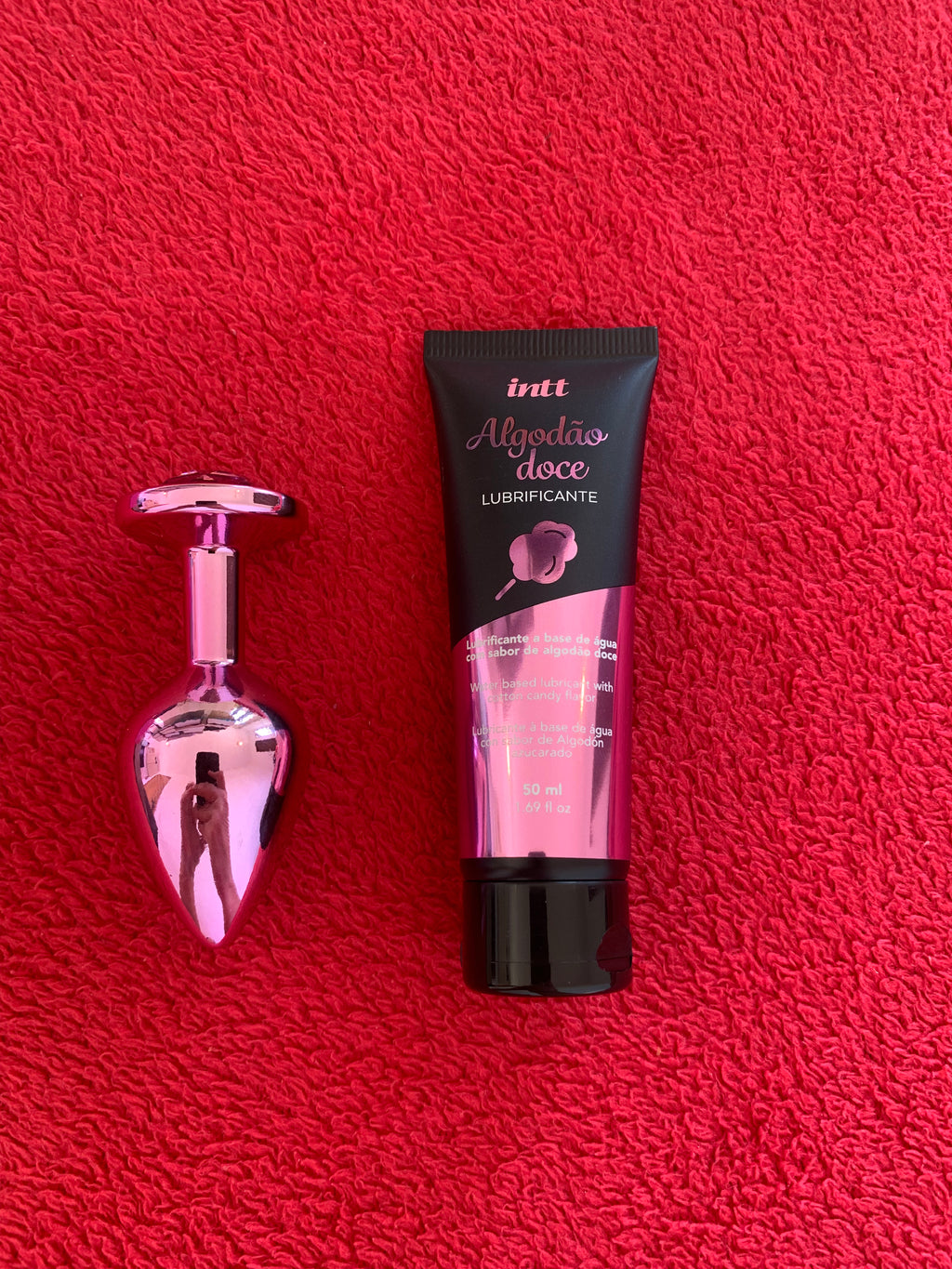 Plug Anal All Pink + Lubrificante sabor Algodão Doce