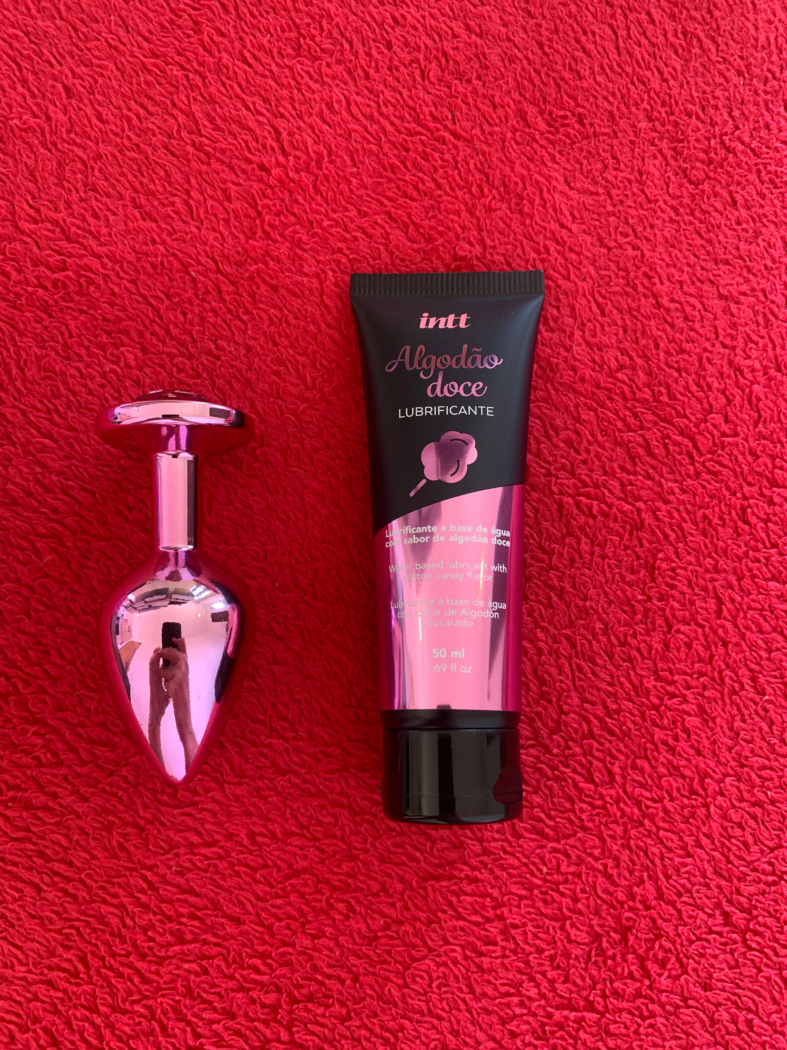 Plug Anal All Pink + Lubrificante sabor Algodão Doce